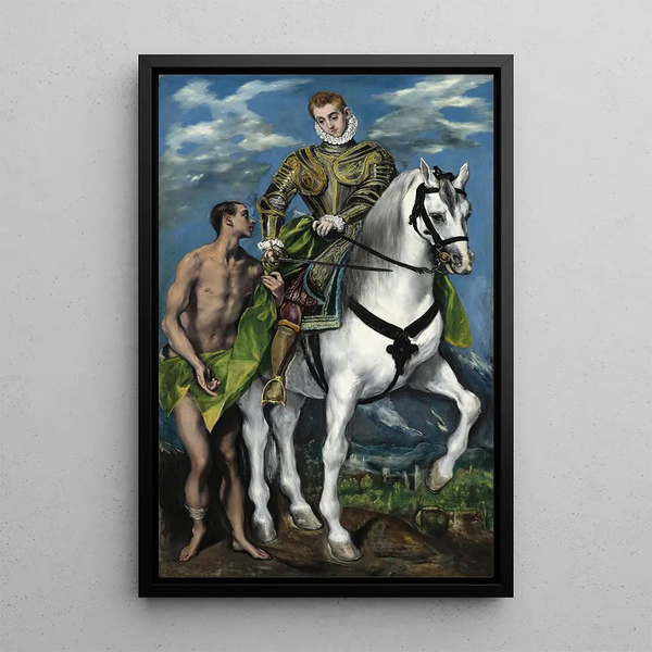 Saint Martin and the Beggar - El Greco — framed artwork on a wall