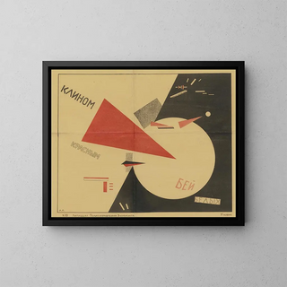 Battez les blancs avec le coin rouge - El Lissitzky — framed artwork on a wall