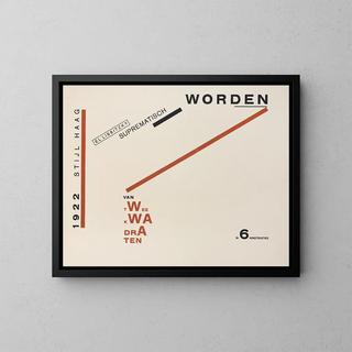Devenir suprématiste de deux couleurs dans six constructions Pl 4 - El Lissitzky — framed artwork on a wall