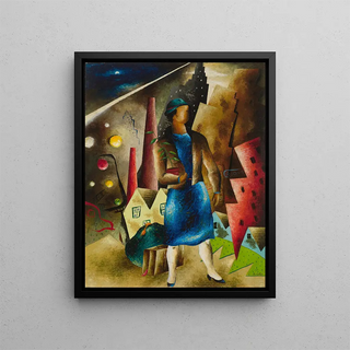 L'Expulsion - Eldzier Cortor — framed artwork on a wall