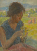 Girl with a Sunflower - Elemér Halász-Hradil — artwork view