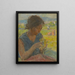 Girl with a Sunflower - Elemér Halász-Hradil — framed artwork on a wall
