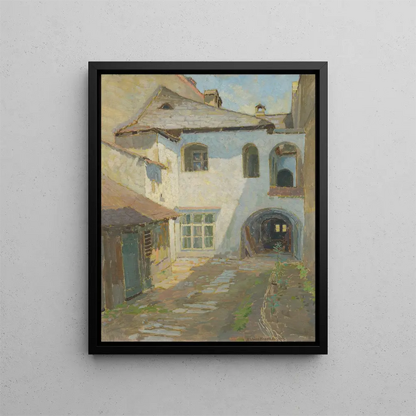 Inside the Cour - Elemér Halász-Hradil — framed artwork on a wall