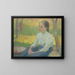 Peasant girl in a garden - Elemér Halász-Hradil — framed artwork on a wall