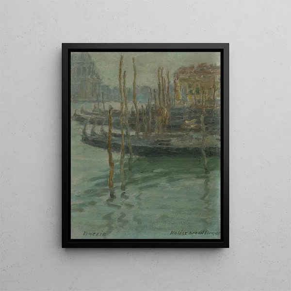 Venice Gondolas Painting - Elemér Halász-Hradil — framed artwork on a wall