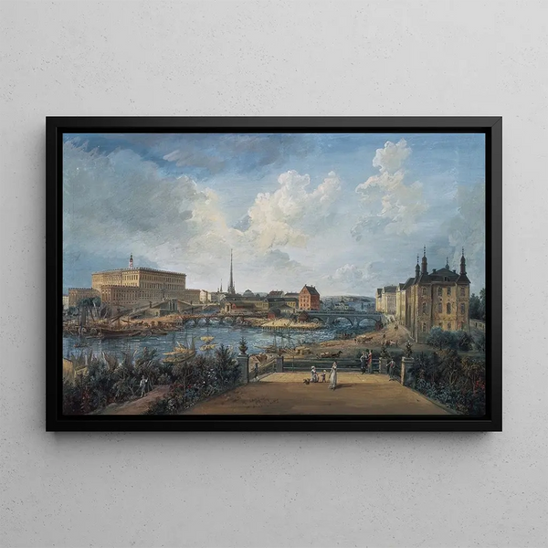 View of Stockholm IV - Elias Martin — framed artwork on a wall