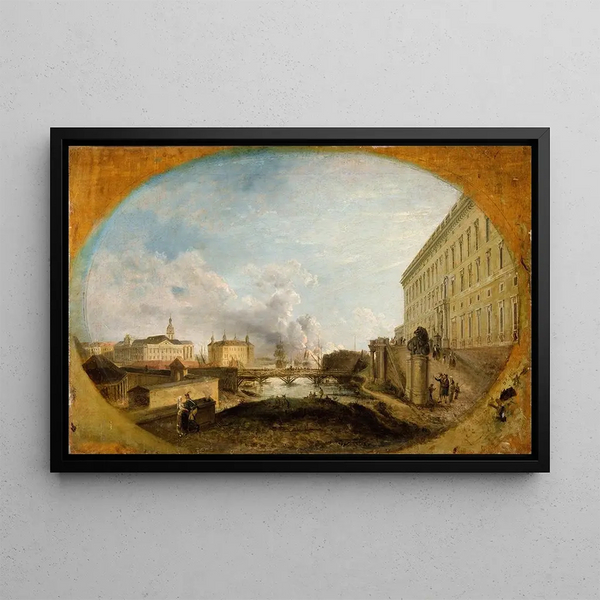 View of Stockholm I - Elias Martin — framed artwork on a wall