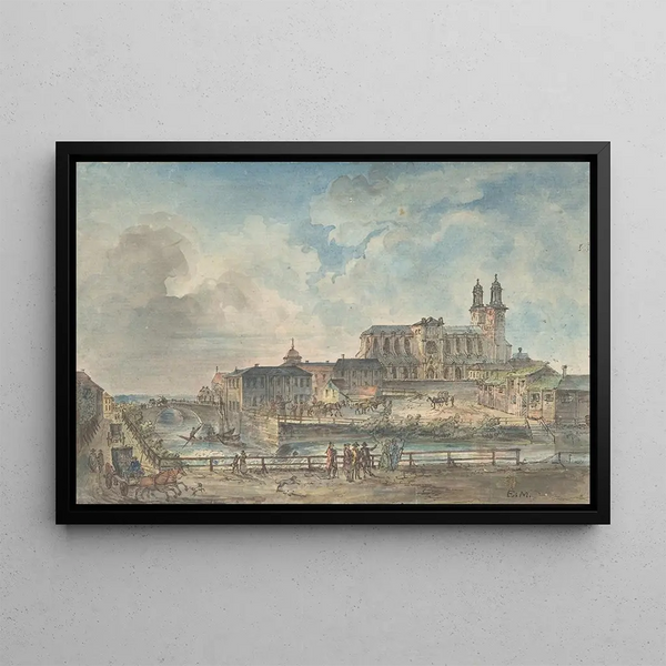 View of Uppsala Cathedral from the North - Elias Martin — framed artwork on a wall