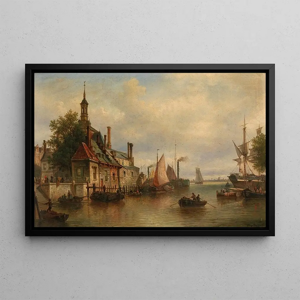 the old Hanseatic door on the Meuse in Rotterdam - Elias Pieter van Bommel — framed artwork on a wall