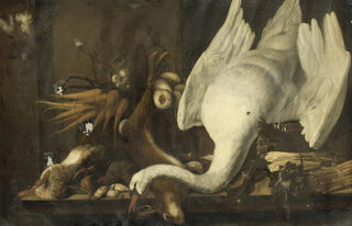 Elias Vonck - Still life with a Swan Asparagus Game and Vegetables.webp