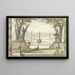 View in a Garden with a Pond, a Fountain, and a Peacock - Elias van Nijmegen — framed artwork on a wall