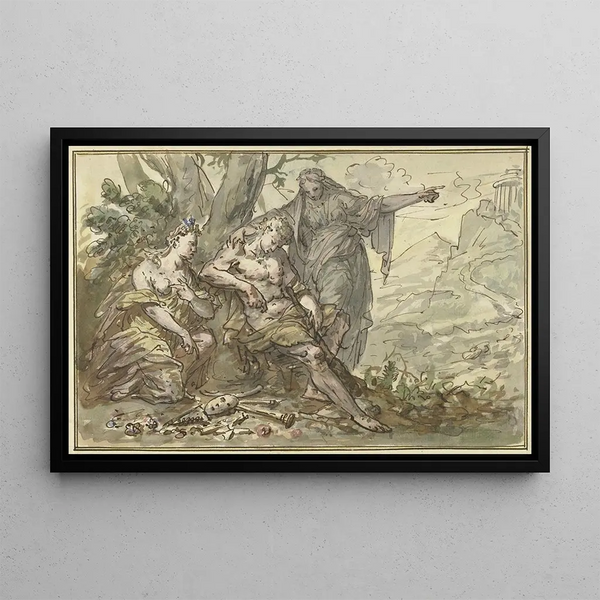 Hercules at the Crossroads - Elias van Nijmegen — framed artwork on a wall