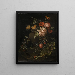 Flowers, lizards and insects - Elias van den Broeck — framed artwork on a wall