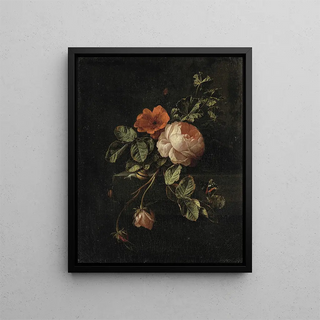 Still life with roses - Elias van den Broeck — framed artwork on a wall