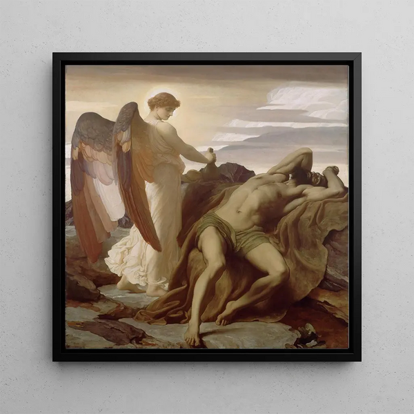 Élie dans le désert - Frederic Leighton — framed artwork on a wall