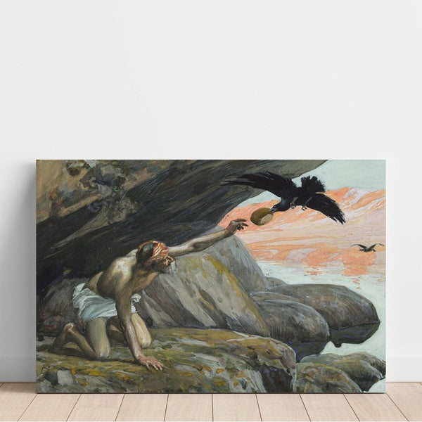 Reproduction of the painting Élie nourri par les corbeaux - James Tissot