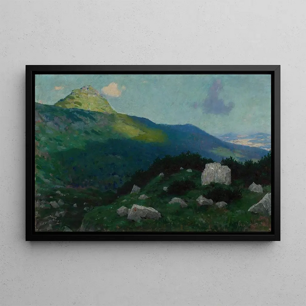 Landscape painting of sub-mountainous scenery Kopa Magury in Zakopane - Eligiusz Niewiadomski — framed artwork on a wall