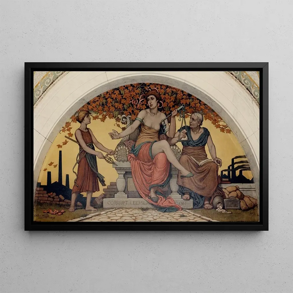 Mural of Corrupt Legislation - Elihu Vedder — framed artwork on a wall