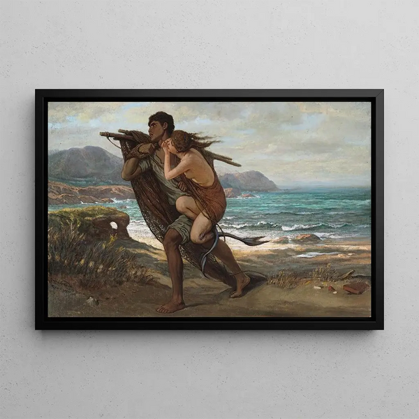 Fisherman and Mermaid - Elihu Vedder — framed artwork on a wall