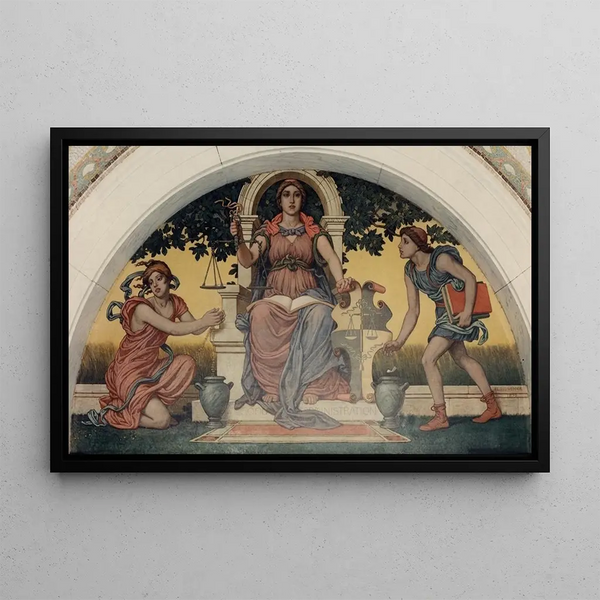 Fresque de la bonne administration - Elihu Vedder — framed artwork on a wall