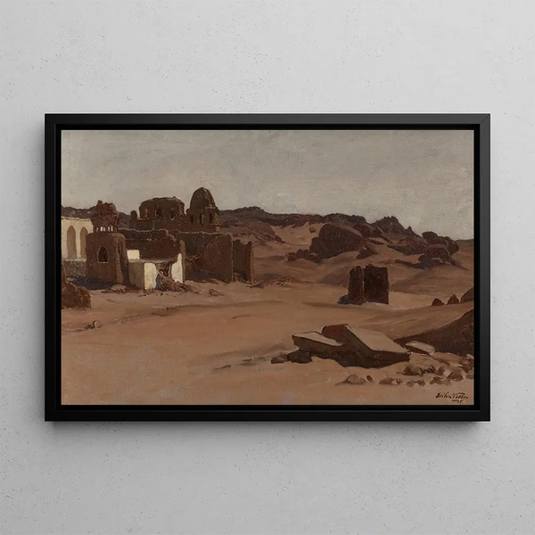 Modern Tombs Painting Aswan Egypt - Elihu Vedder — framed artwork on a wall