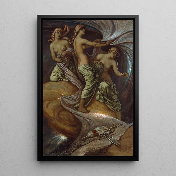 Les Parques rassemblant les étoiles - Elihu Vedder — framed artwork on a wall