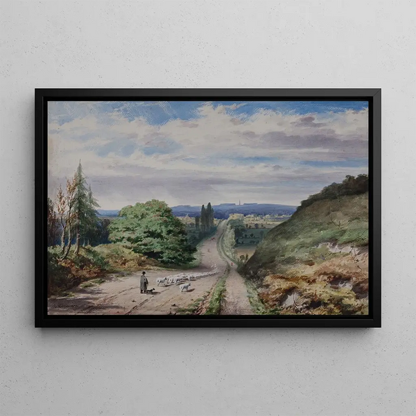 Bromsgrove Lickey painting from Birmingham Road - Elijah Walton — framed artwork on a wall