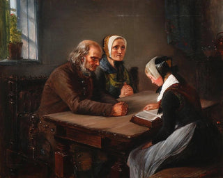 A young girl reading the Bible - Elisabeth Jerichau-Baumann — artwork view