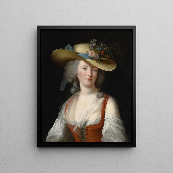 Portrait Painting of Anne Catherine Le Preudhomme de Chatenoy, Countess of Verdun - Elisabeth Louise Vigée Le Brun — framed artwork on a wall