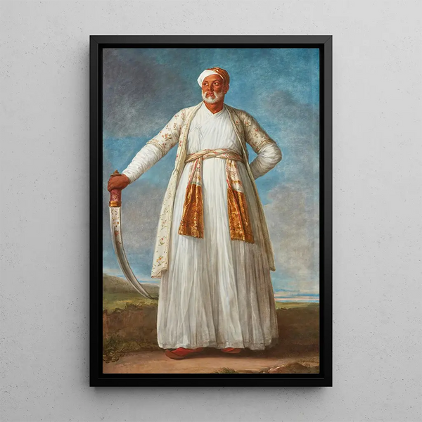 Portrait painting of Muhammad Dervish Khan - Elisabeth Louise Vigée Le Brun — framed artwork on a wall