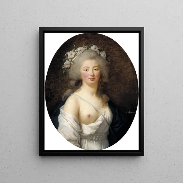 Portrait of a Young Woman in Flore - Elisabeth Louise Vigée Le Brun — framed artwork on a wall