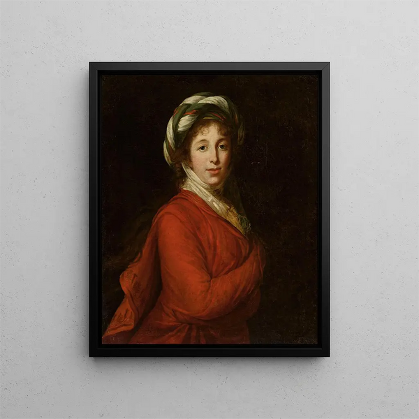 Portrait of a woman in a turban - Elisabeth Louise Vigée Le Brun — framed artwork on a wall