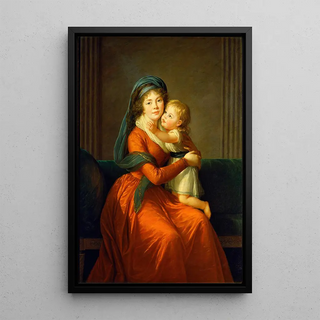 Portrait painting of Princess Alexandra Golitsyna and her son Piotr - Elisabeth Louise Vigée Le Brun — framed artwork on a wall