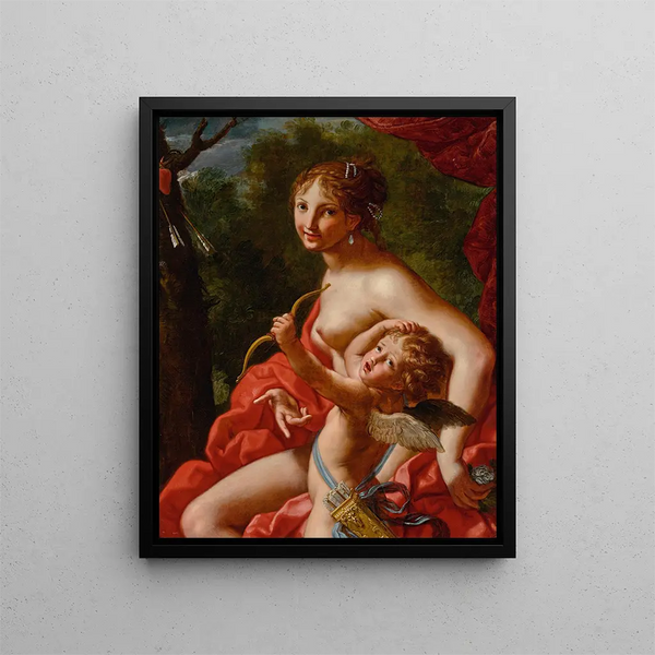Venus and Cupid - Elisabetta Sirani — framed artwork on a wall