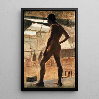 Male nude painting - Eliseu Visconti — framed artwork on a wall