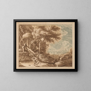 Stormy heroic landscape - Elisha Kirkall — framed artwork on a wall