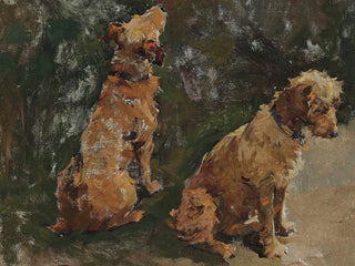 Two terriers in study for the half-holidays - Elizabeth Adela Forbes — artwork view