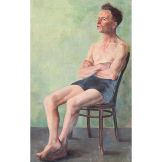 Untitled painting of a seated man on a chair - Elizabeth Berry — artwork view