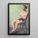 Untitled painting of a seated man on a chair - Elizabeth Berry — framed artwork on a wall