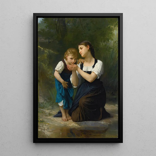 The Improvised Cup - Elizabeth Jane Gardner Bouguereau — framed artwork on a wall