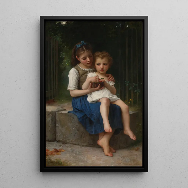 La Petite Mère - Elizabeth Jane Gardner Bouguereau — framed artwork on a wall