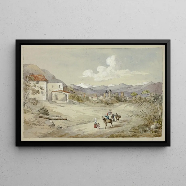 Albenga painting on the coastal road of the Corniche - Elizabeth Murray — framed artwork on a wall