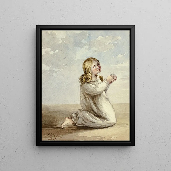 Child in Prayer - Elizabeth Murray — framed artwork on a wall