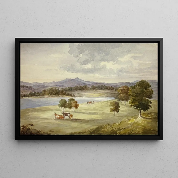 Cows in the Landscape - Elizabeth Murray — framed artwork on a wall