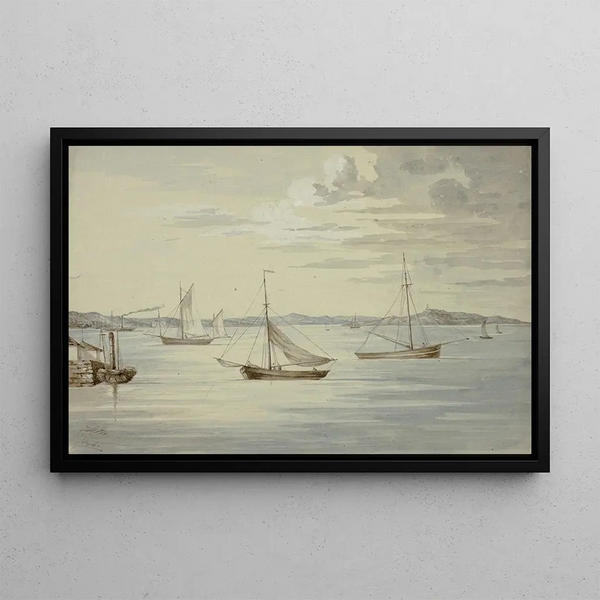 View of Inchkeith and the Firth of Forth Islands from Granton - Elizabeth Murray — framed artwork on a wall