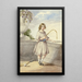 Young girl with sickle and cricket bat - Elizabeth Murray — framed artwork on a wall