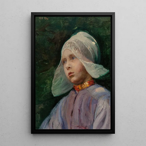 Little girl from Volendam - Elizabeth Nourse — framed artwork on a wall