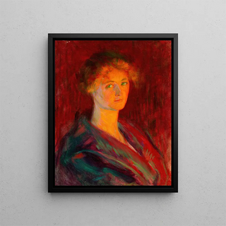 Femme à la lueur du feu - Ellen Day Hale — framed artwork on a wall