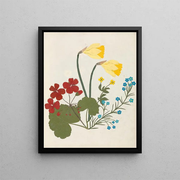 Paper-cut flower album painting pl. 05 - Ellen W. — framed artwork on a wall