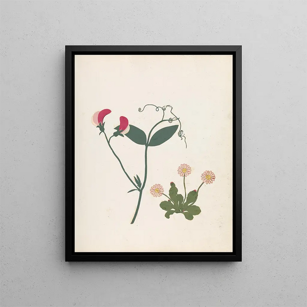 Paper cut-out flower album painting Pl23 - Ellen W. — framed artwork on a wall